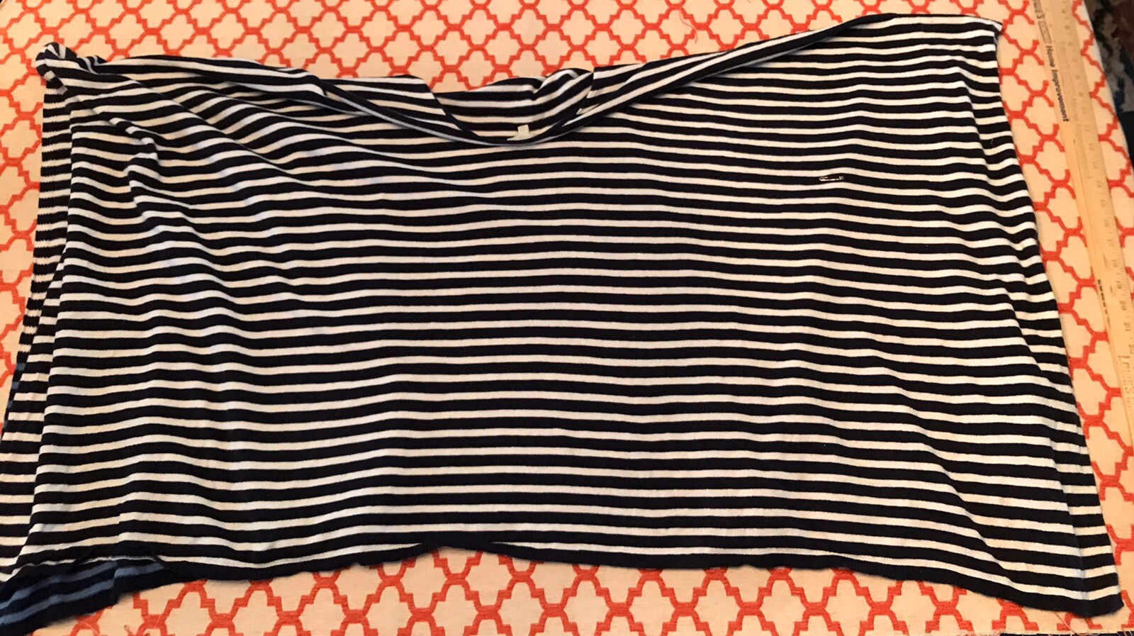 TALBOTS ONE SIZE Coastal Nautical Blue White Striped Knit Shawl/Wrap Preppy