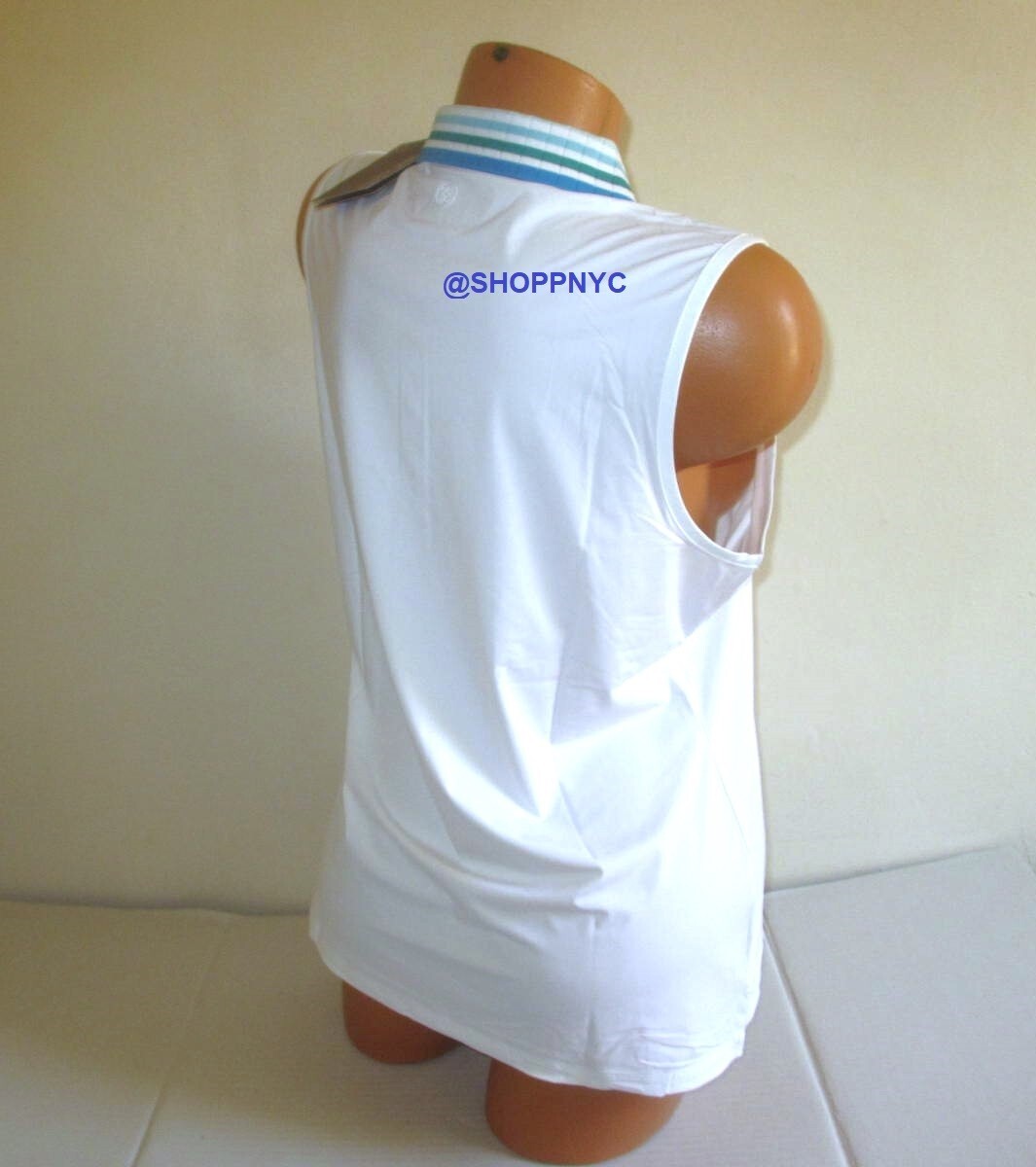 G/Fore Golf Polo Shirt Large Silky Tech Nylon Sleeveless Optic White $110 G4