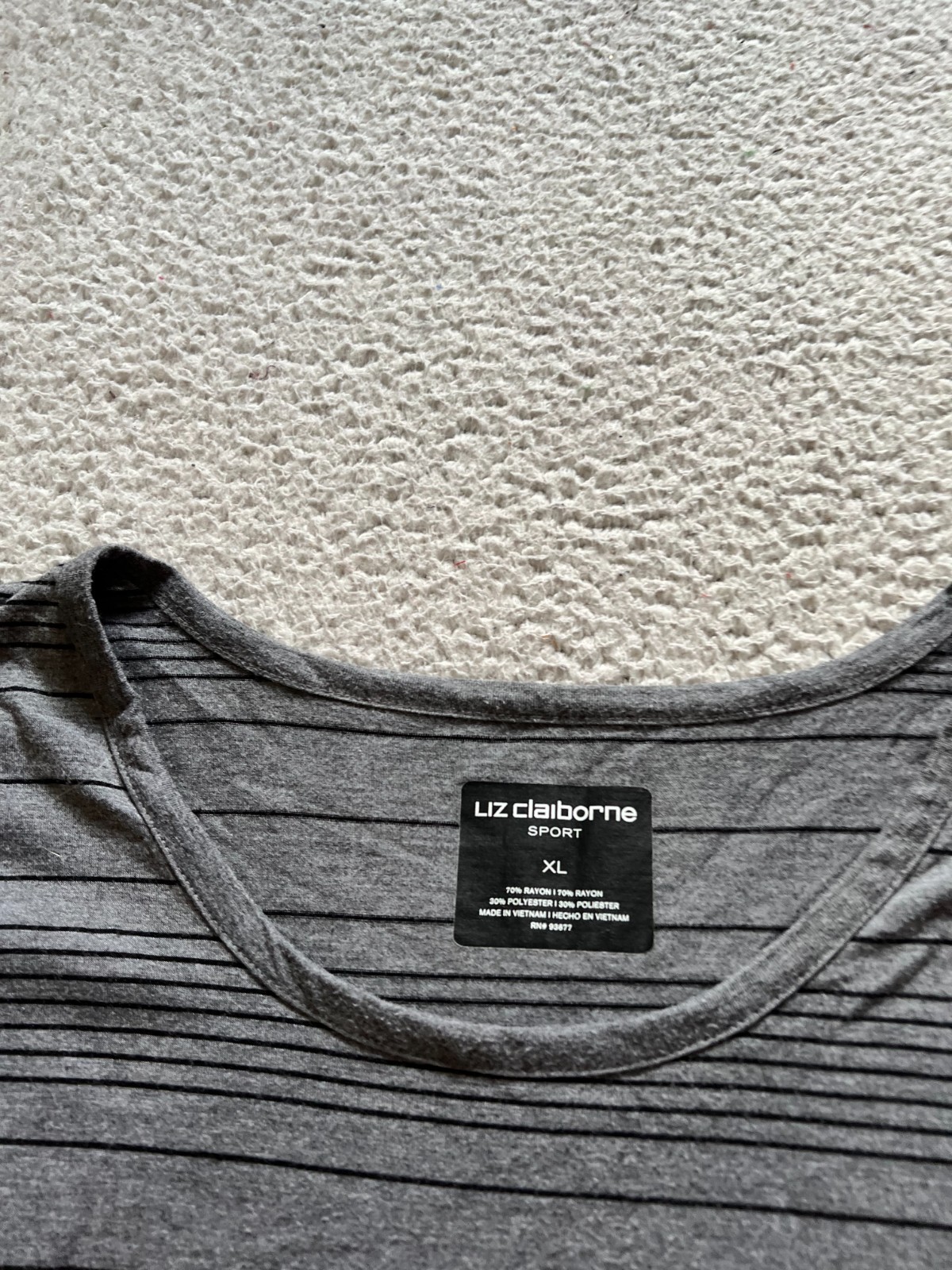 Liz Claiborne Sport Women Striped Short Sleeve Crew Neck Blouse Gray Size XL