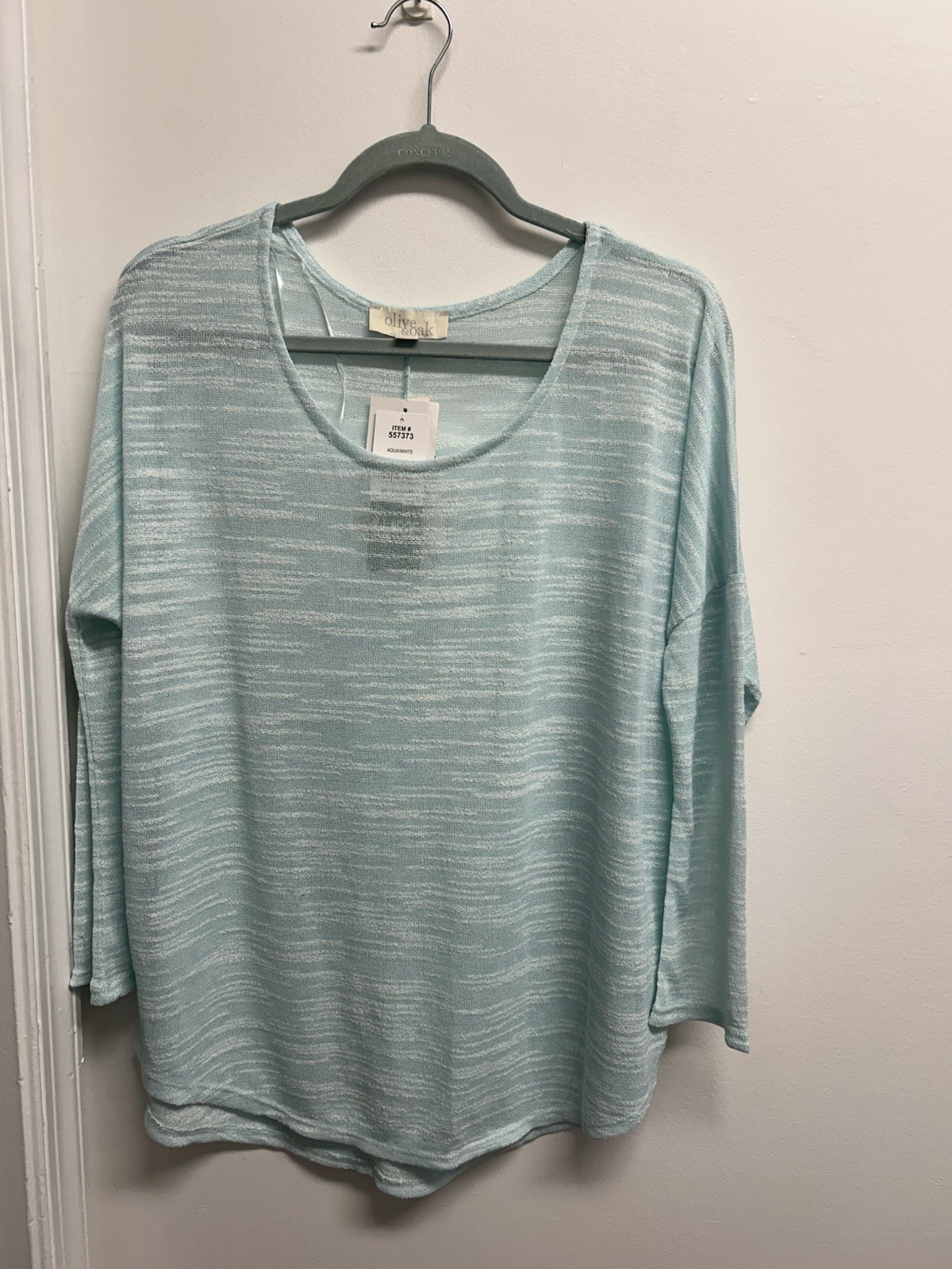 Olive & Oak New L/S Top Aqua Size XL Has Small Spot See Photo