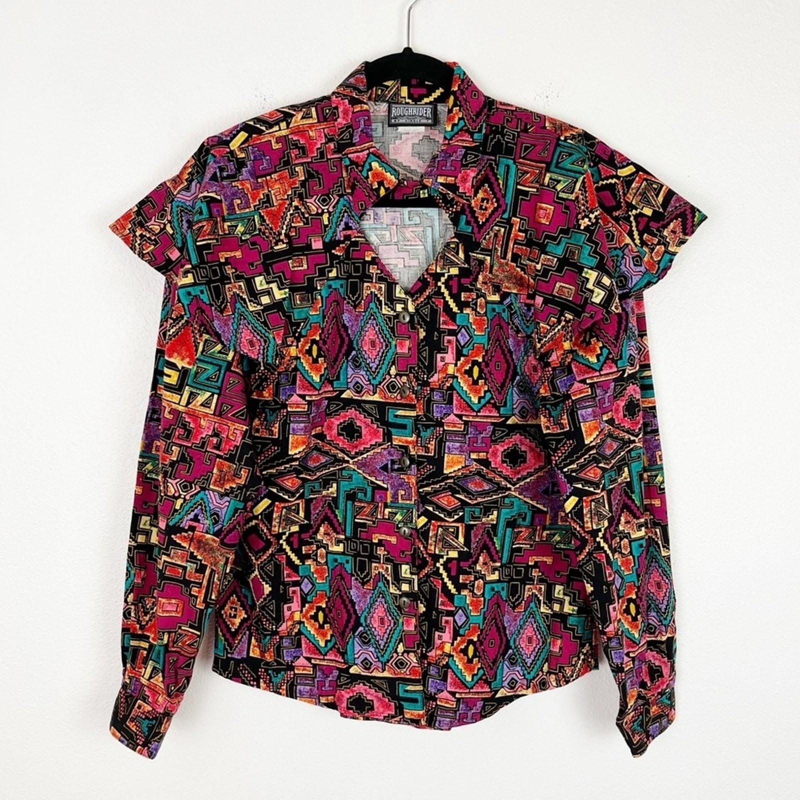 Women’s Vintage Western Shirt S Southwestern Aztec Cape Rodeo Style Cowgirl Chic