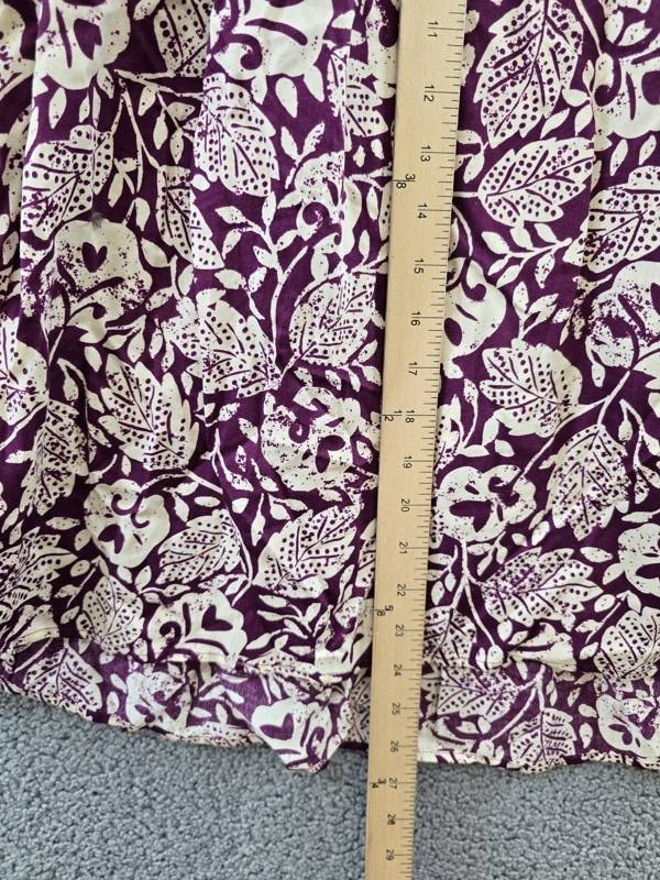 Vanessa Bruno Cory Print Top Women’s M/L Plum/Cream Short Sleeve V-Neck Pullover