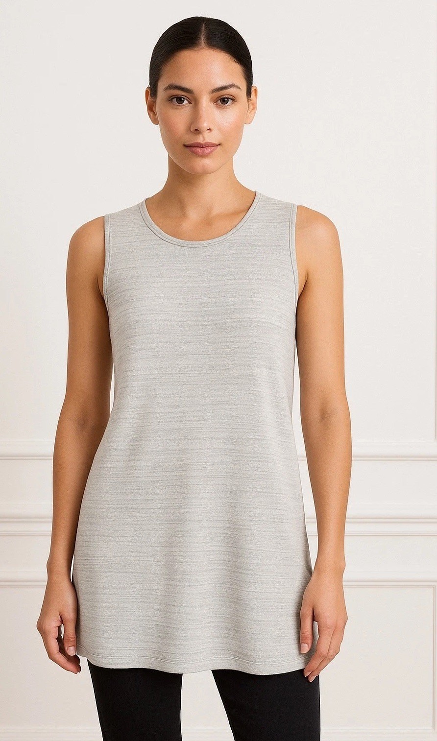 MM LaFleur Shirt Women XL Gray Heathered Knit Sleeveless Tank Top Preppy Luxury