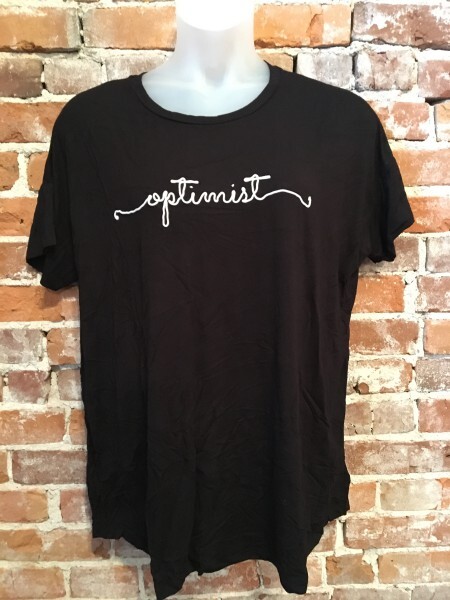 Soft & Cozy Black Cool Lux Knit Optimist Message Loungewear Tee T-Shirt New