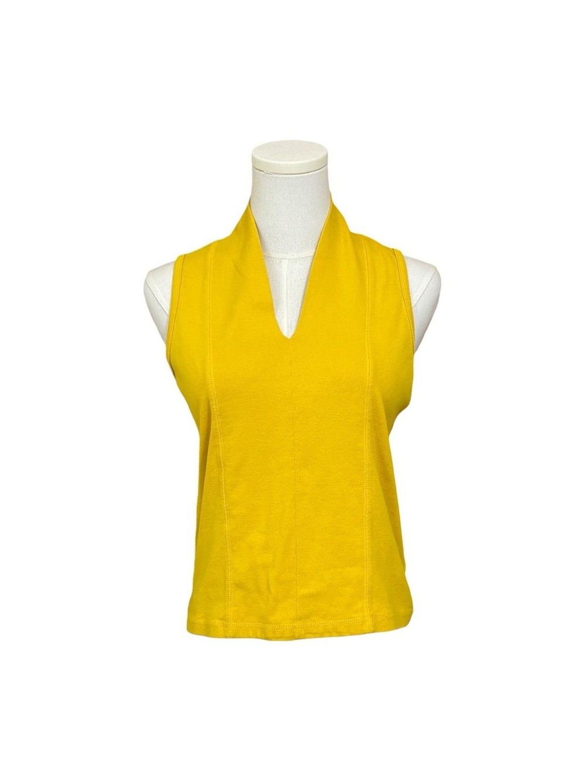 Rafaella Womens Large Golden Yellow Cotton Sleeveless V Neck Knit Top 2012