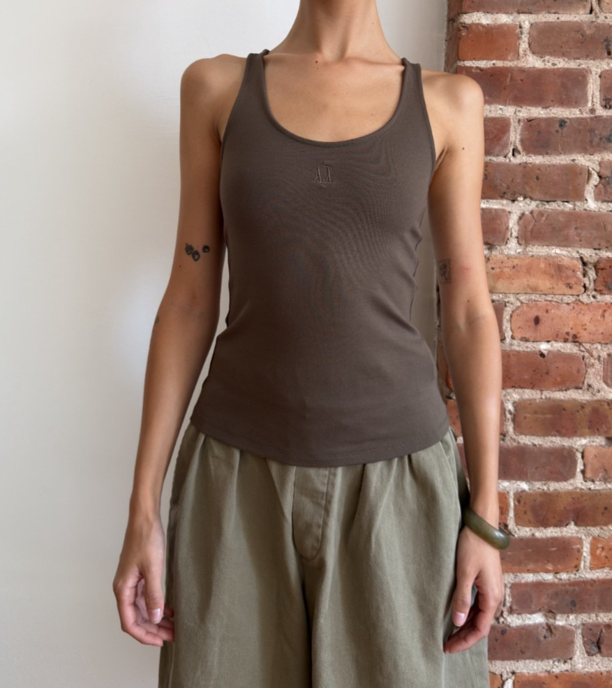 Armani Exchange Olive Green Logo Racer Back Tank Top Size XS