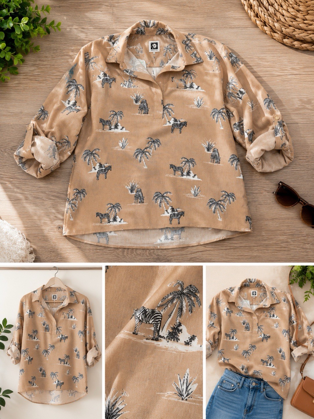 Anne Klein Safari Print Blouse – NWT (New With Tags) – Size Large (MSRP $89.00)