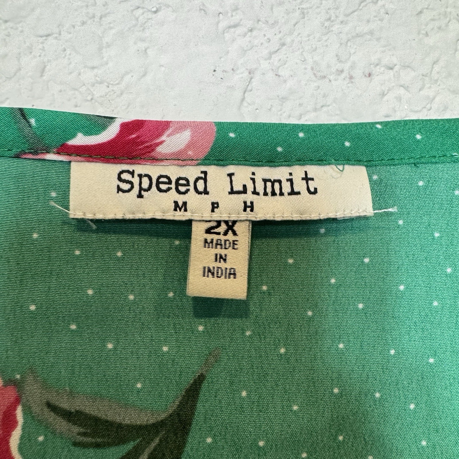 Speed Limit Plus Size Green Floral V-Neck Blouse Button Detail Cottagecore 2X