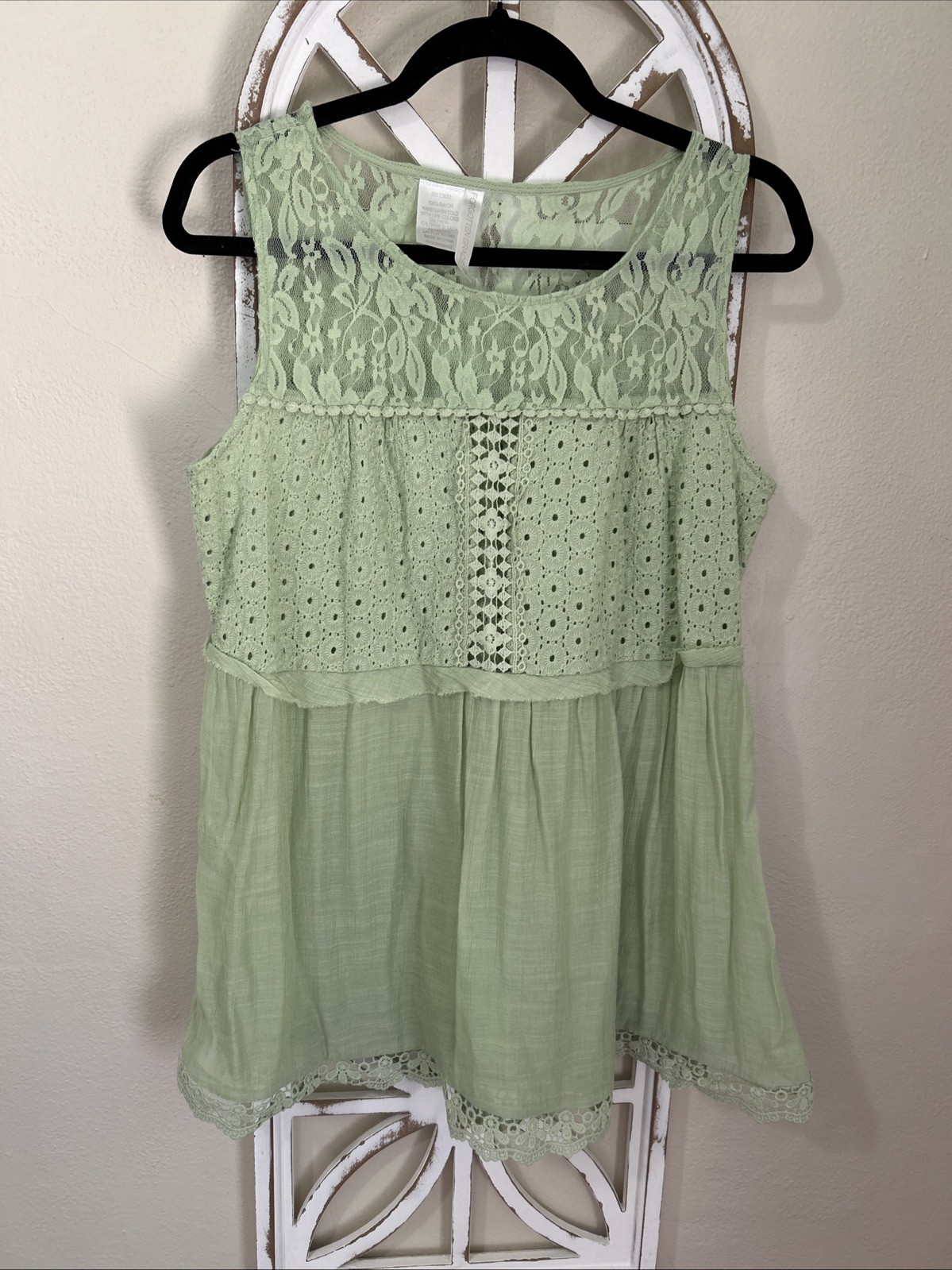 Forgotten Grace MEDIUM Green Mixed Media Fairy Boho Festival Cottage Top *125