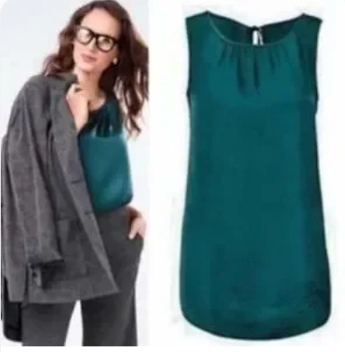 Cabi Teal Blue Green Mist Top Tank #3789 Sleeveless Keyhole Back – Size Small