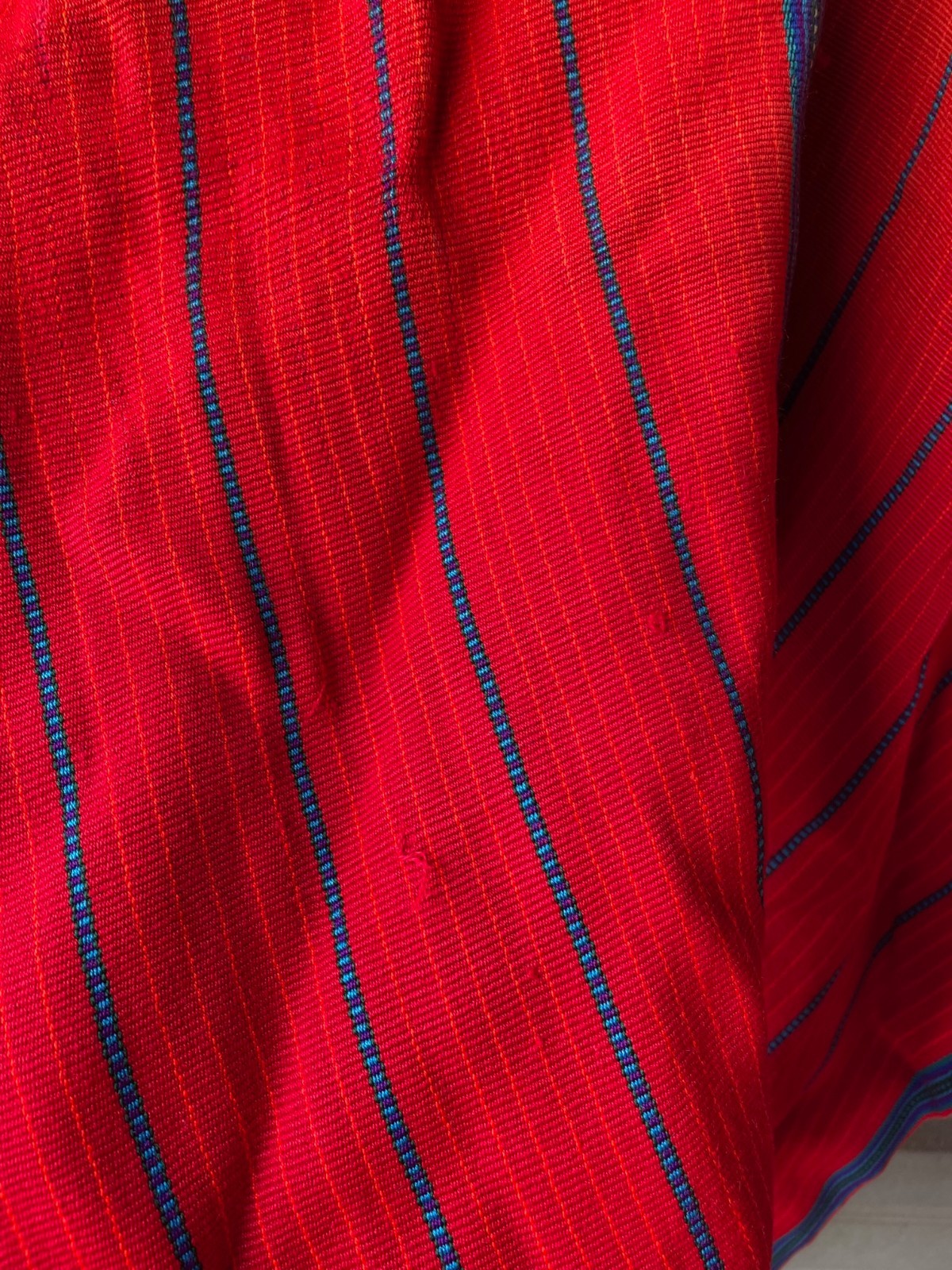 Vintage South American Red Purple Blue Green Embroidered Woven Huipil Tunic
