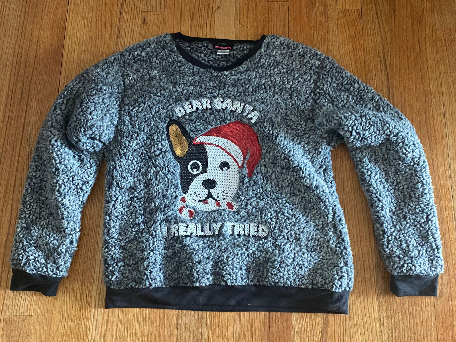 Gray DEAR SANTA, I REALLY TRIED Long Sleeve Fleece Size Women’s Large