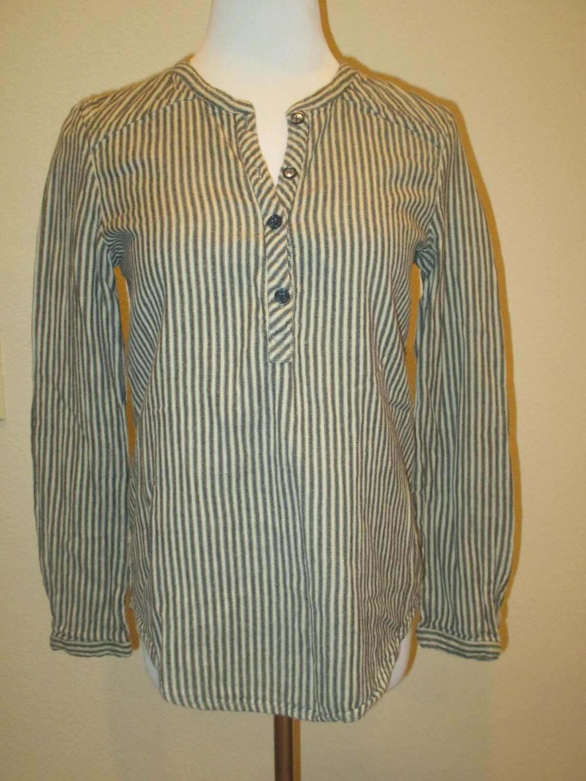 Gat Rimon Long Sleeve Shirt Tunic Popover Striped- Size 1 Small