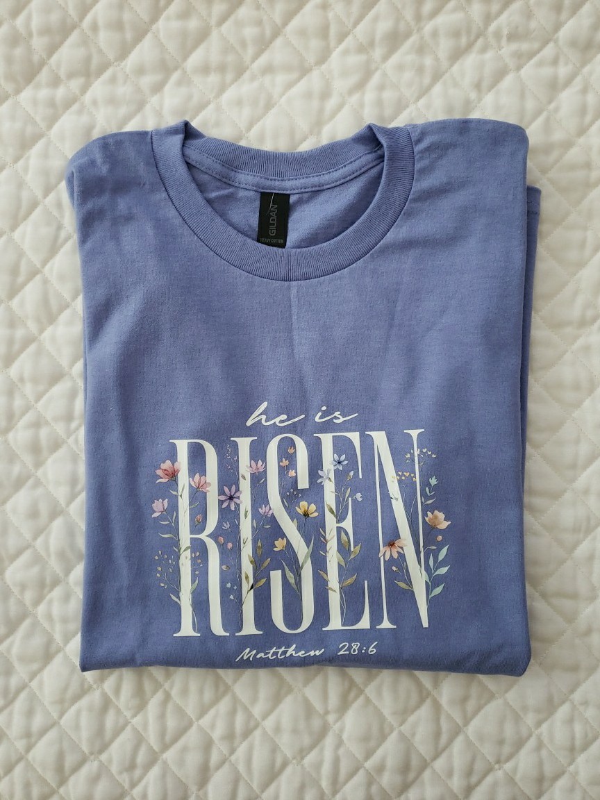 Easter HE Is Risen Violet Size Large Women’s Short Sleeve T Shirt