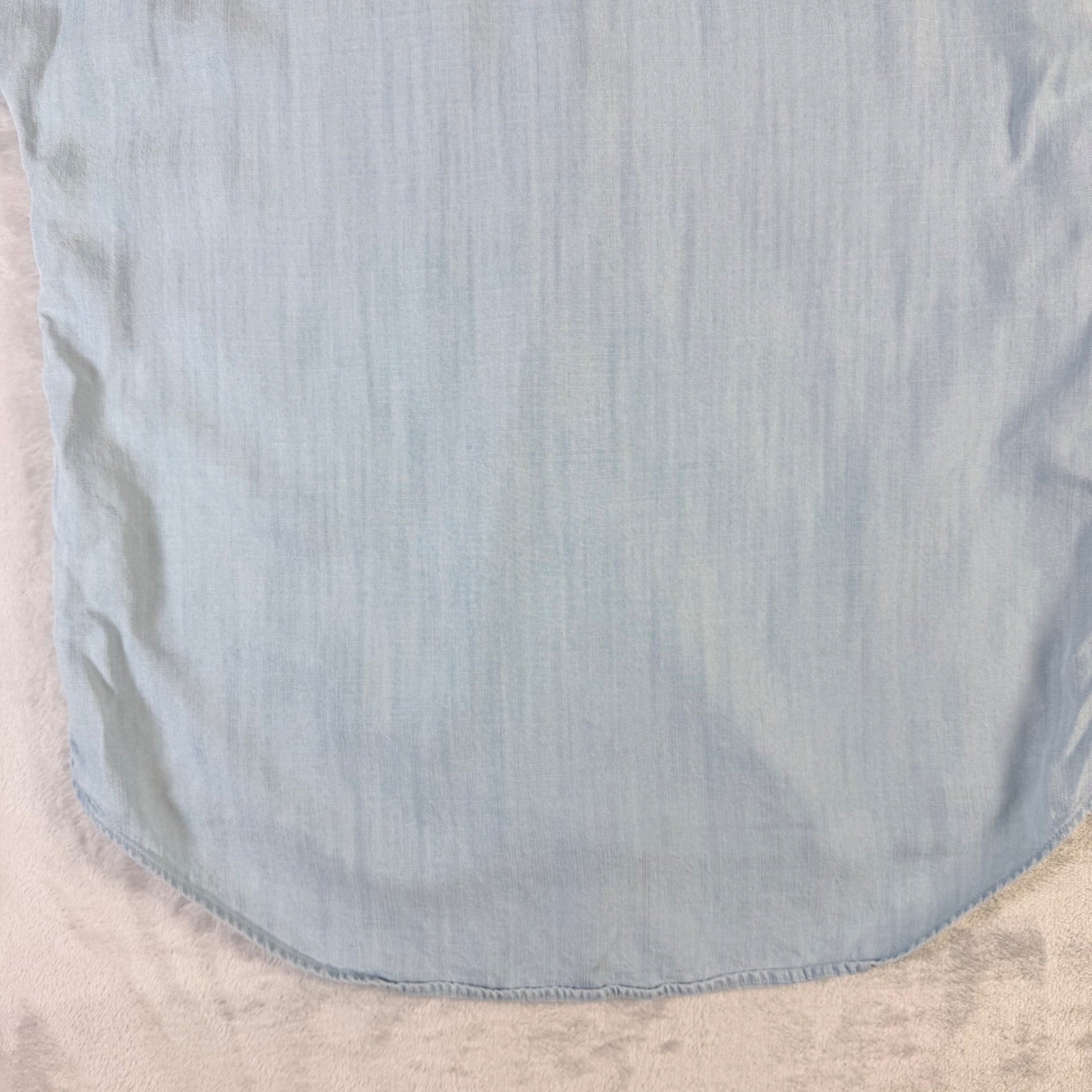 Soft Surroundings Button Down Shirt Womens PS Blue Tencel Lyocell Short Sleeve