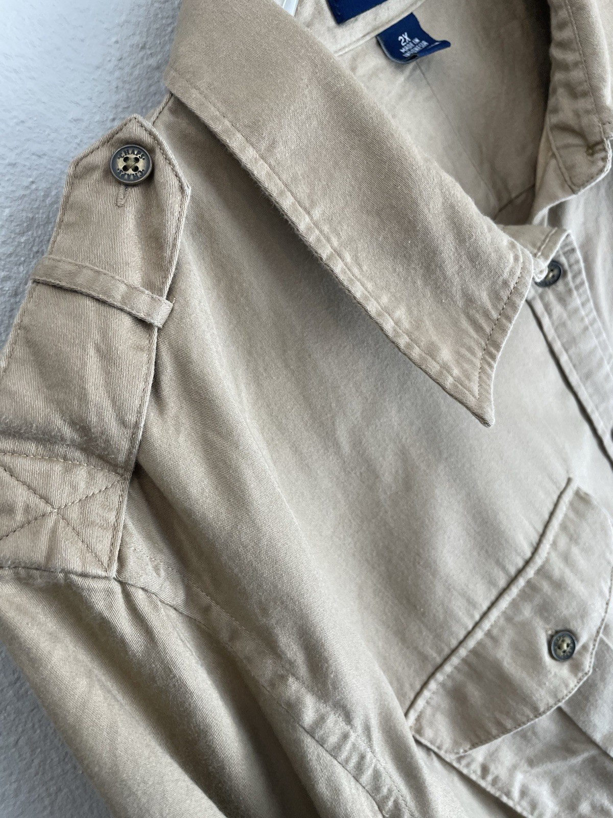 Chaps Ralph Lauren Women’s Camel Button Down 2X Utility Long Sleeve Shirt