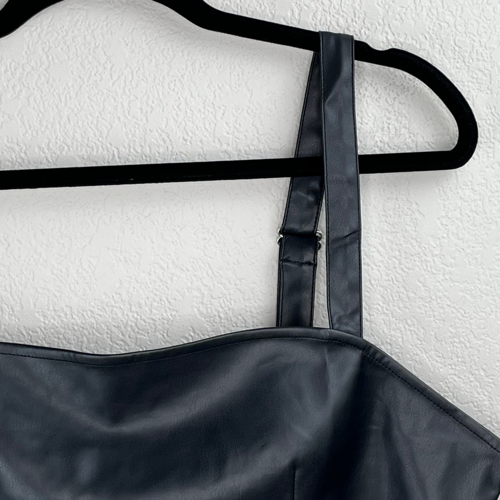WeWoreWhat Black Vegan Leather Corset Cropped Bustier Tank Top XL NWT Revolve