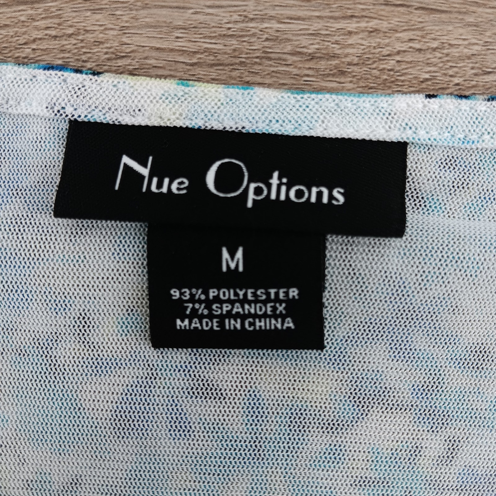 Nue Options Blouse Womens Medium Blue Mini Floral Ruffles Sheer Back Lined Top