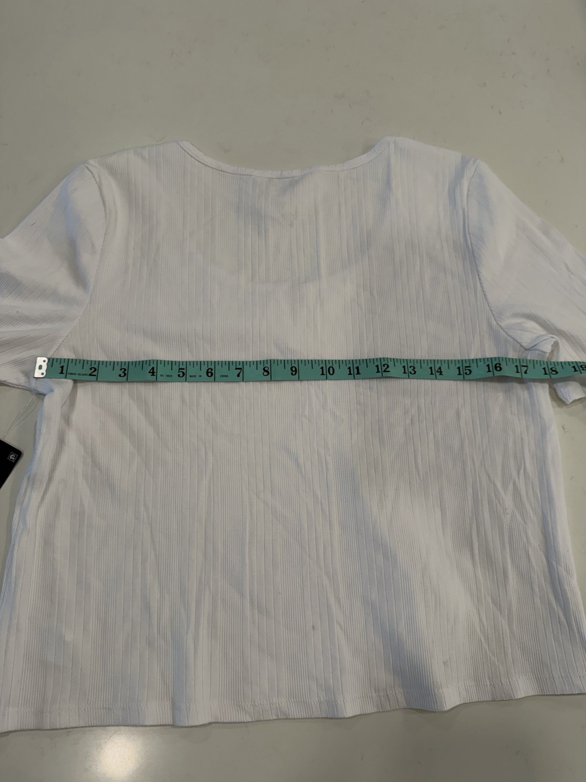 Lucky Brand Women’s White Cotton Ribbed Knit Scoop Neck Tee L Stretch