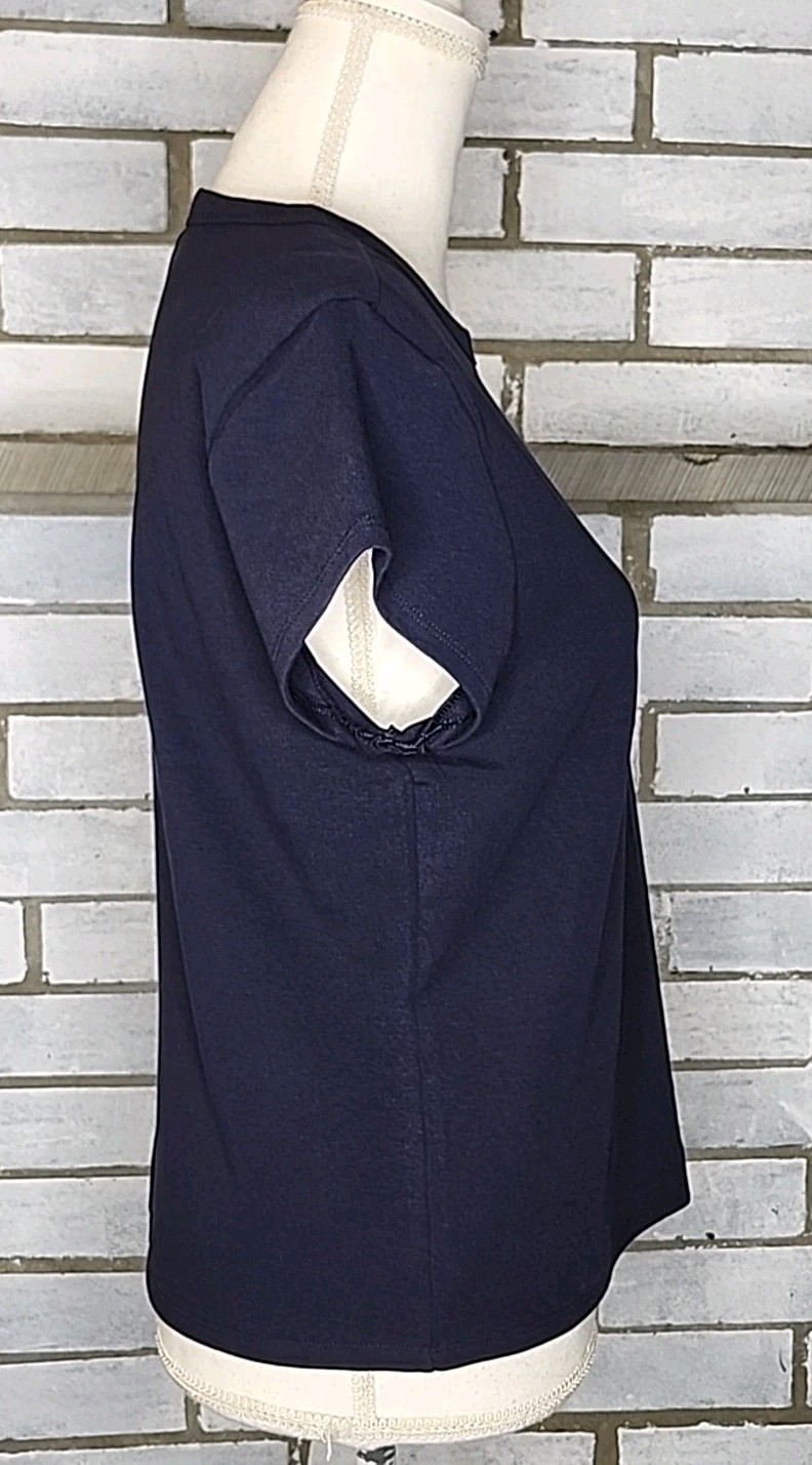 NWT Free Assembly Womens Short Cap Sleeve T-Shirt Tee Size Large Darkest Navy