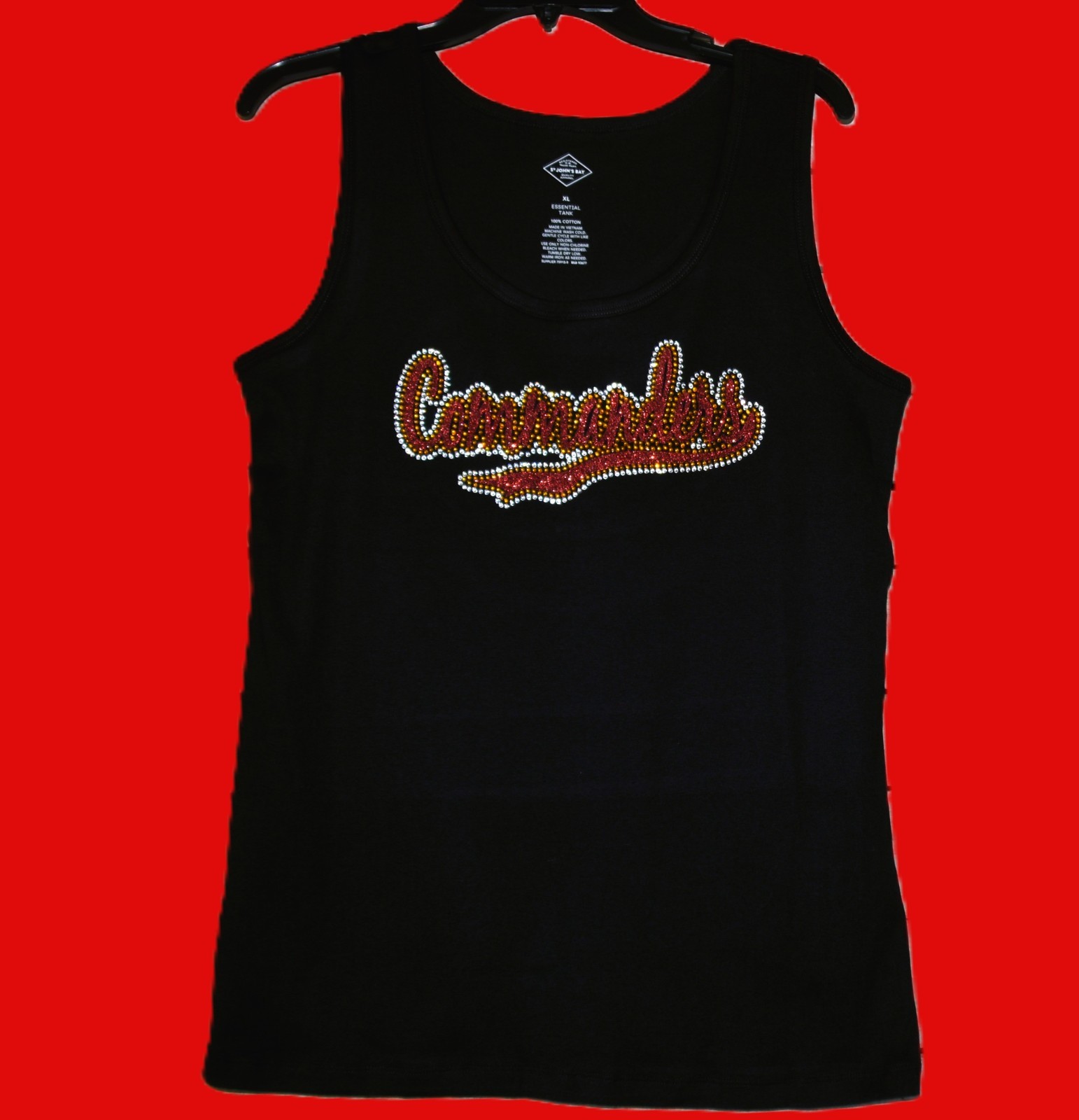 Commanders glitter & rhinestone shirt or tank XS S M L XL XXL 1X 2X 3X 4X 5X