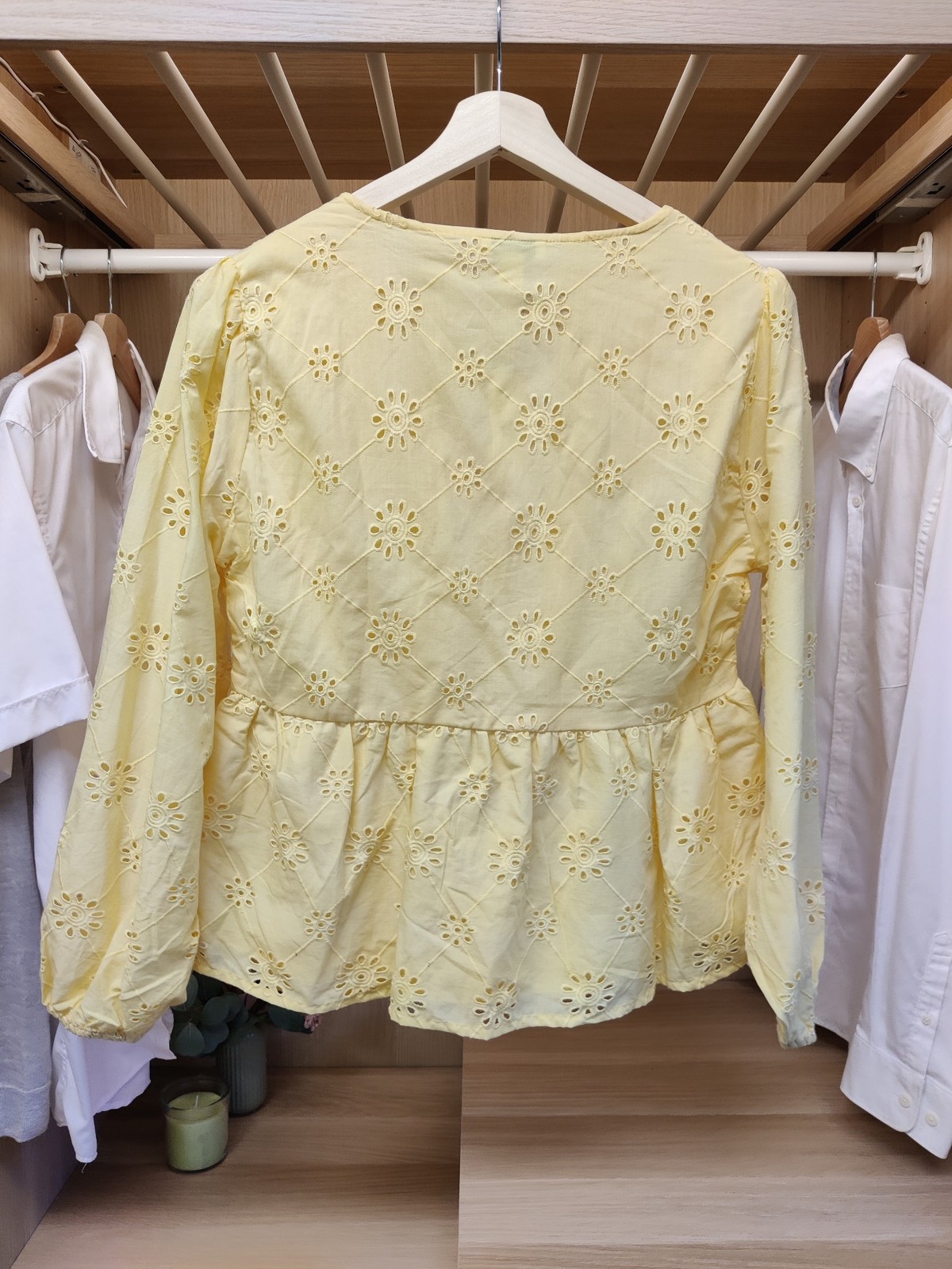 BNWT WALLIS YELLOW UK 14 PETITE BLOUSE TOP BRODERIE PEPLUM LONG SLEEVE WOMENS