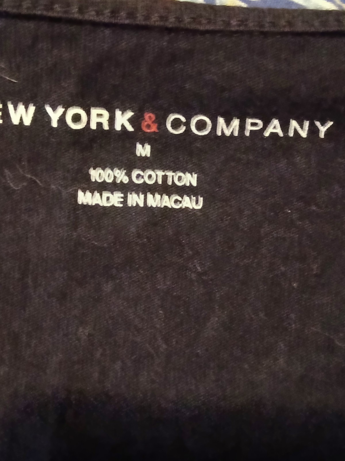New York & Company Black Metallic Knit Crew Neck 3/4 Sleeve Top, Women’s M