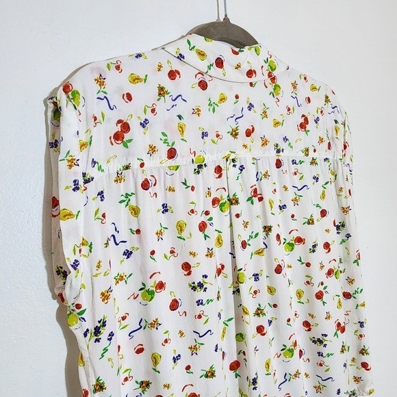 Cooper & Ella Multicolor Fruit Print Button Down Blouse Size Medium
