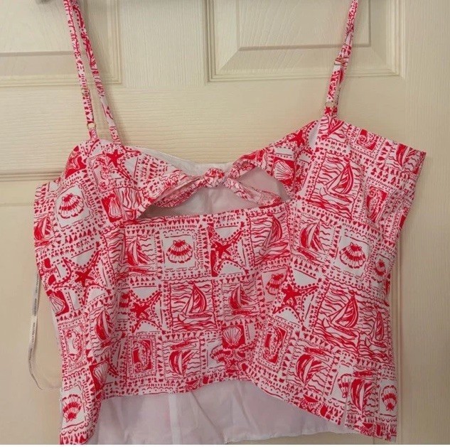 NWT Lilly Pulitzer Shelli Stretch Top Size 2 Mizner Red Seaside Harbor