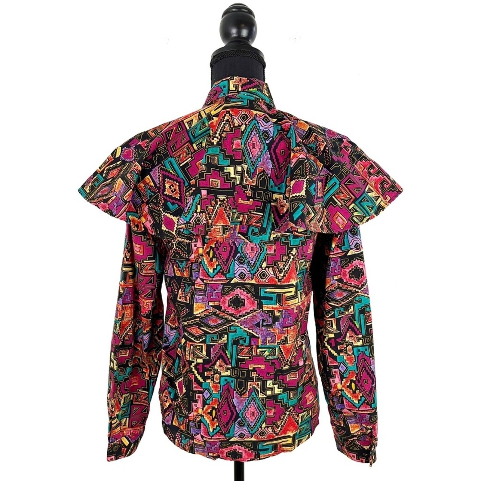Women’s Vintage Western Shirt S Southwestern Aztec Cape Rodeo Style Cowgirl Chic