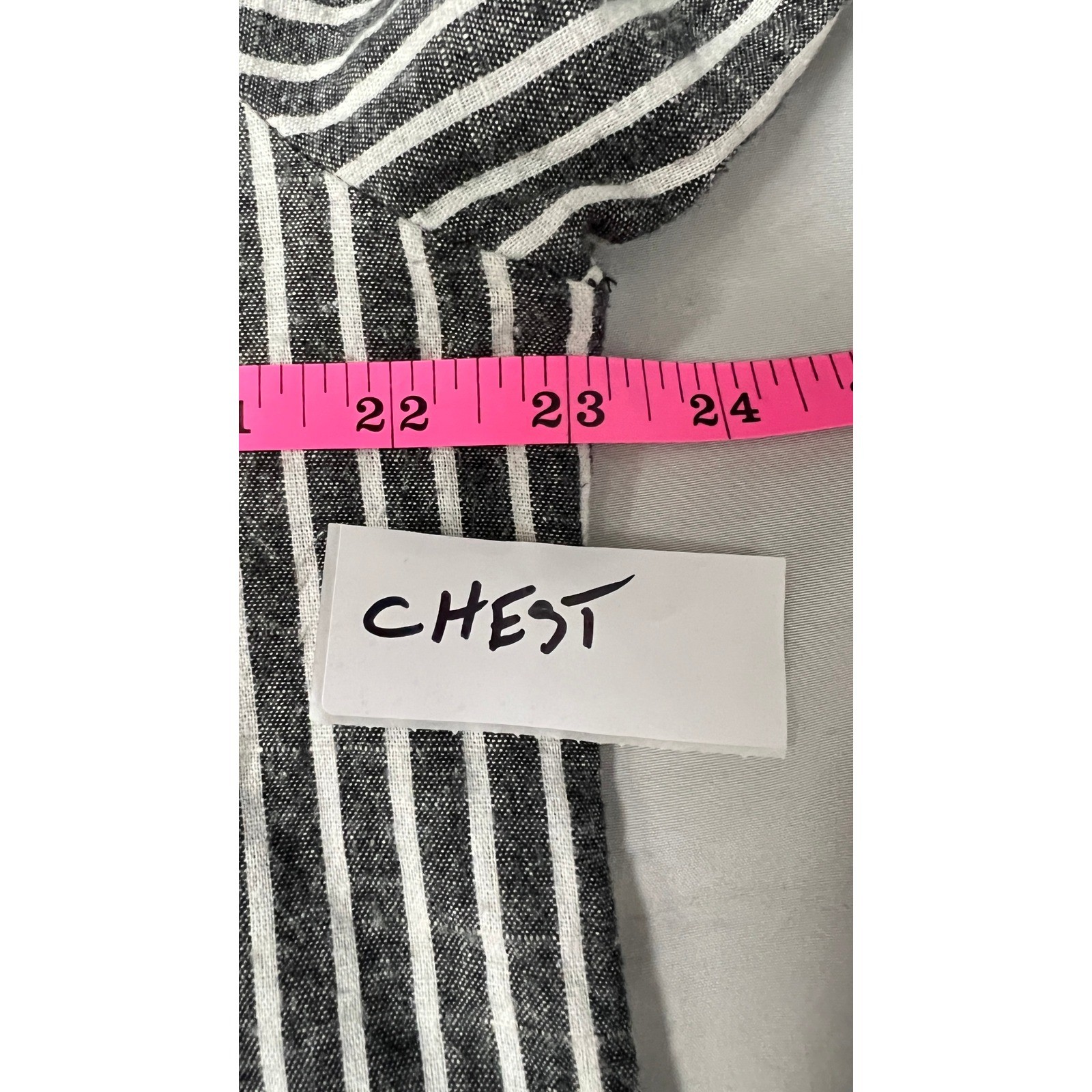 Velzera Womens 1XL Black White Striped Boho Tunic Top Tassel Embroidered Bib