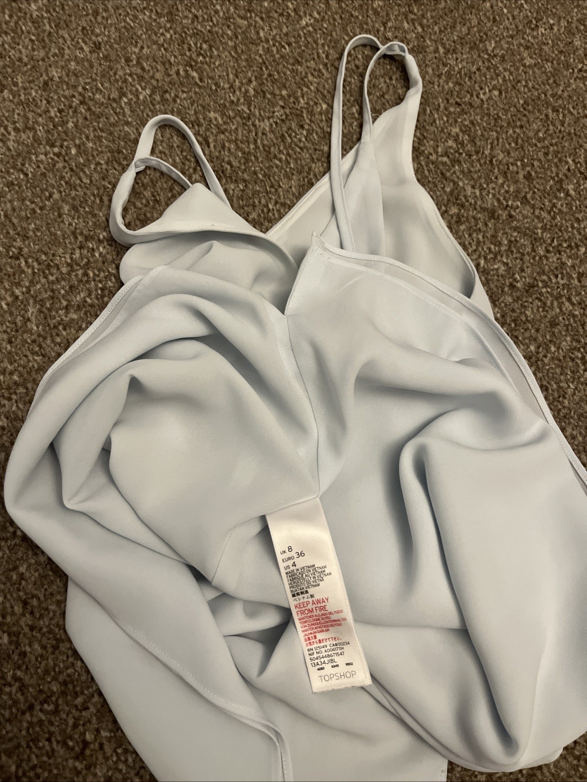 TOPSHOP VEST TOP / TANK TOP LIGHT BLUE STRAPPY TOP – VEST TOP – SIZE 8