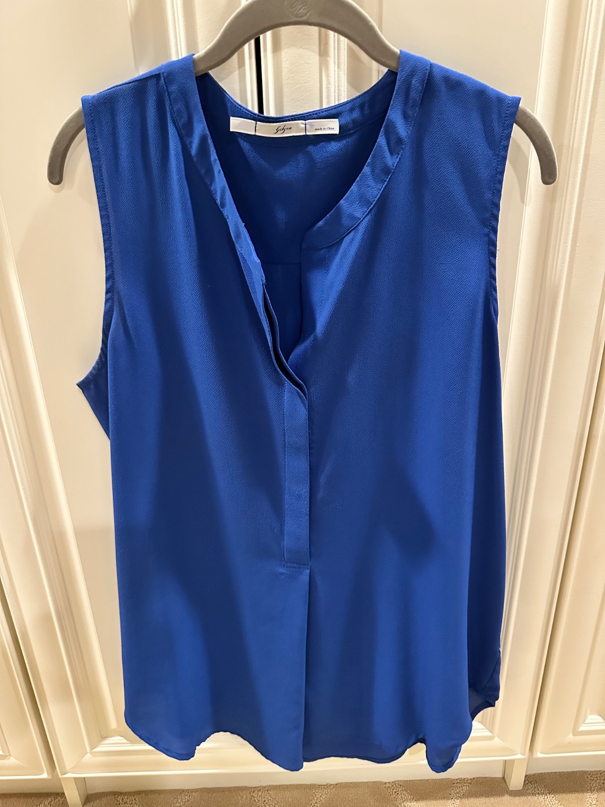 Gibson Blue high/low button front tunic blouse – size L – NEW!