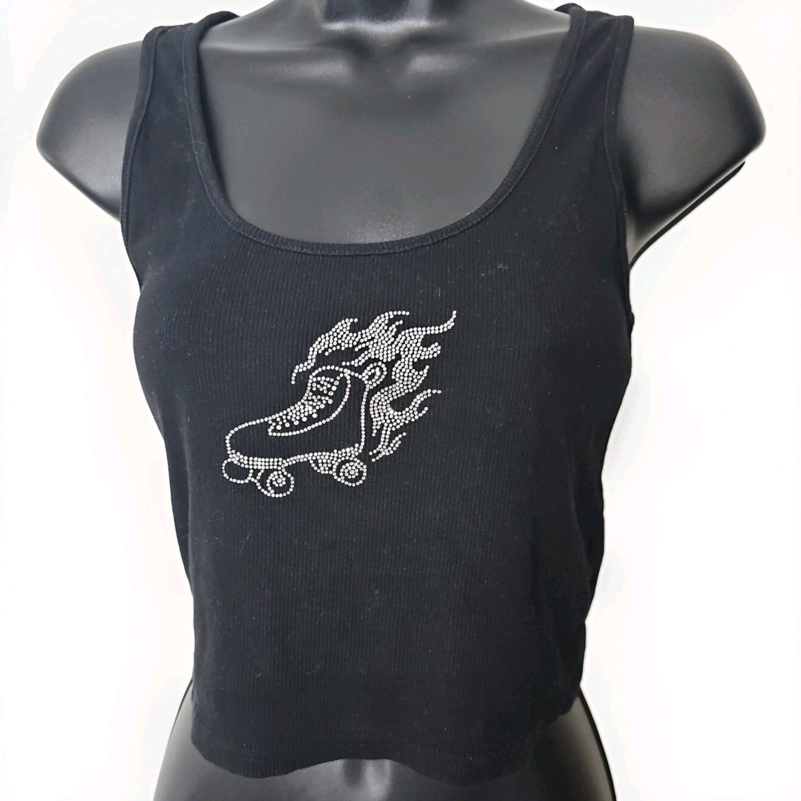 Delias By Dolls Kill Bite The Dust Rhinestone Crop Tank Size M Grunge Whimsigoth