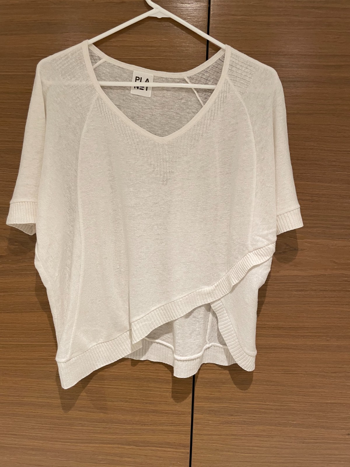 PLANET by Lauren G Linen & Cotton Asymmetrical Top • One Size • White