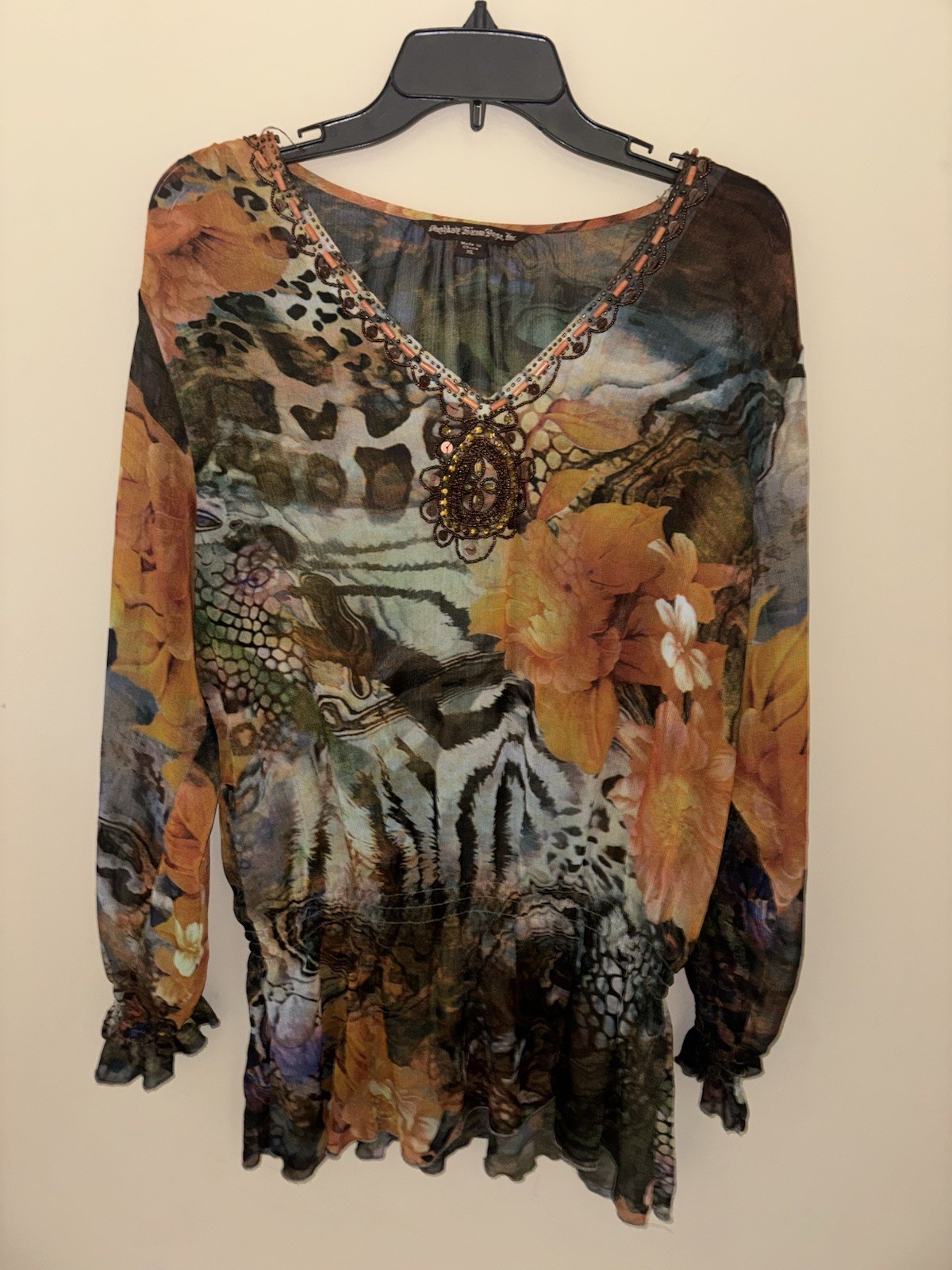 Mushka by Sienna Rose Women’s Top Size XL Multicolor Floral & Animal Print