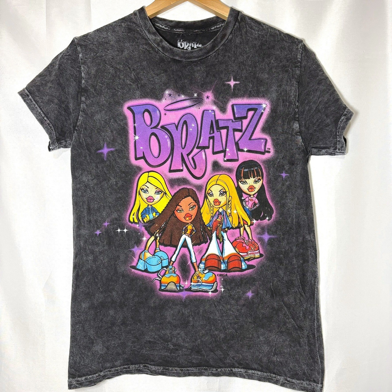 Bratz Graphic T-Shirt Womens Small Black Mineral Wash Y2K Vintage Style Tee