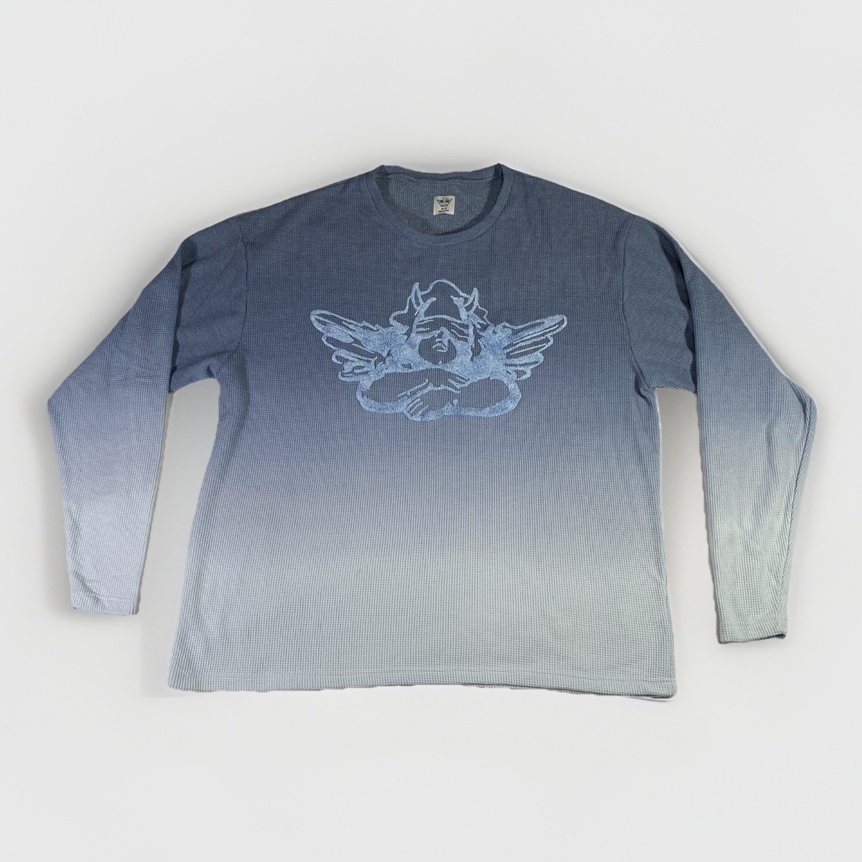 Boys Lie Women’s Perfect Match Thermal Top Blue Ombre Angel Graphic One Size
