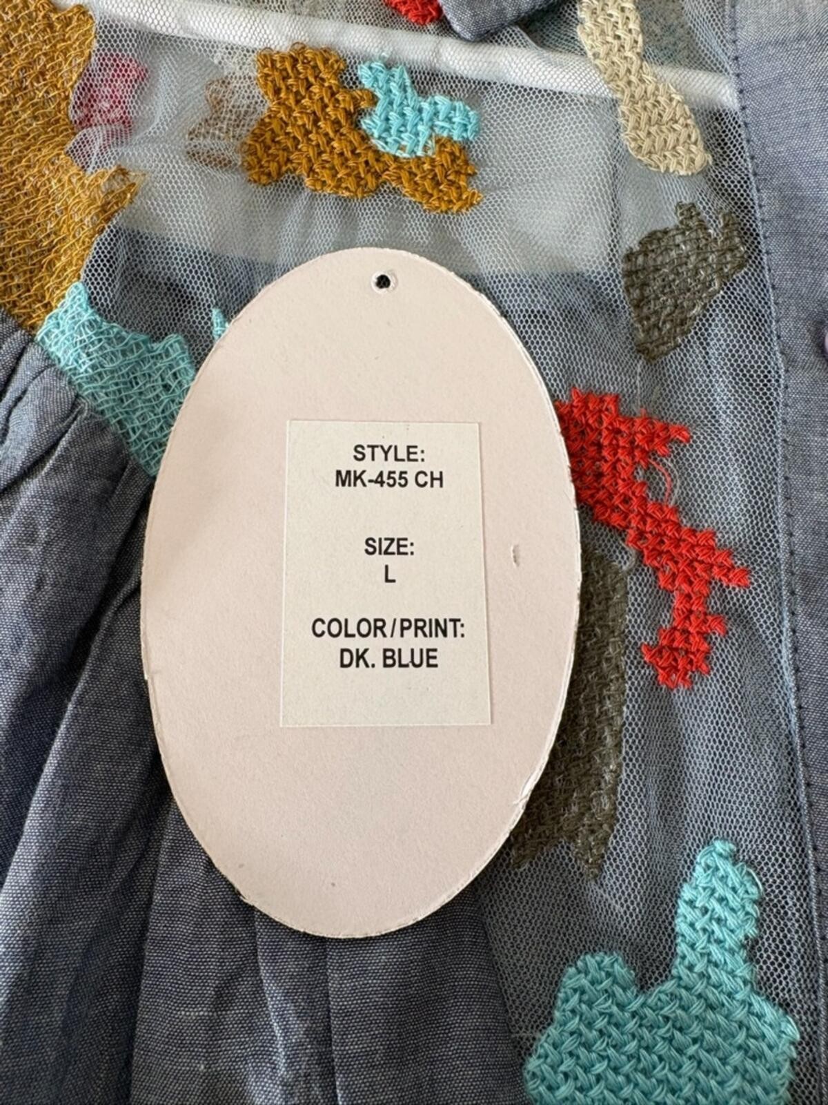 Embroidered Chambray Button-Down Shirt in Light Blue 1864