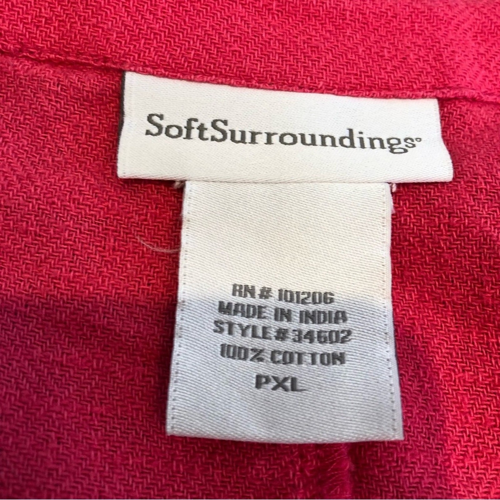 Soft Surroundings bright pink open sleeve v neck top size Petite Extra Large PXL