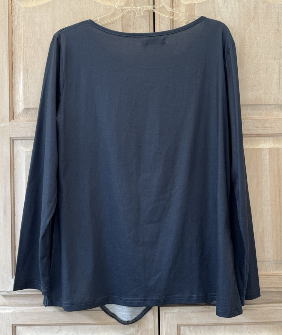 NWOT Misslook Navy Blue Floral Stretch Pullover Top Button Detail Size XL