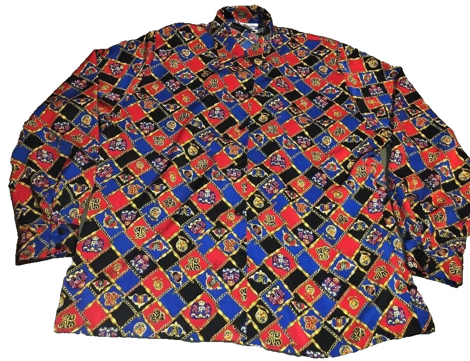 Vintage Women Pendleton Classics Button Shirt Size 16 Red Black Gold Multi