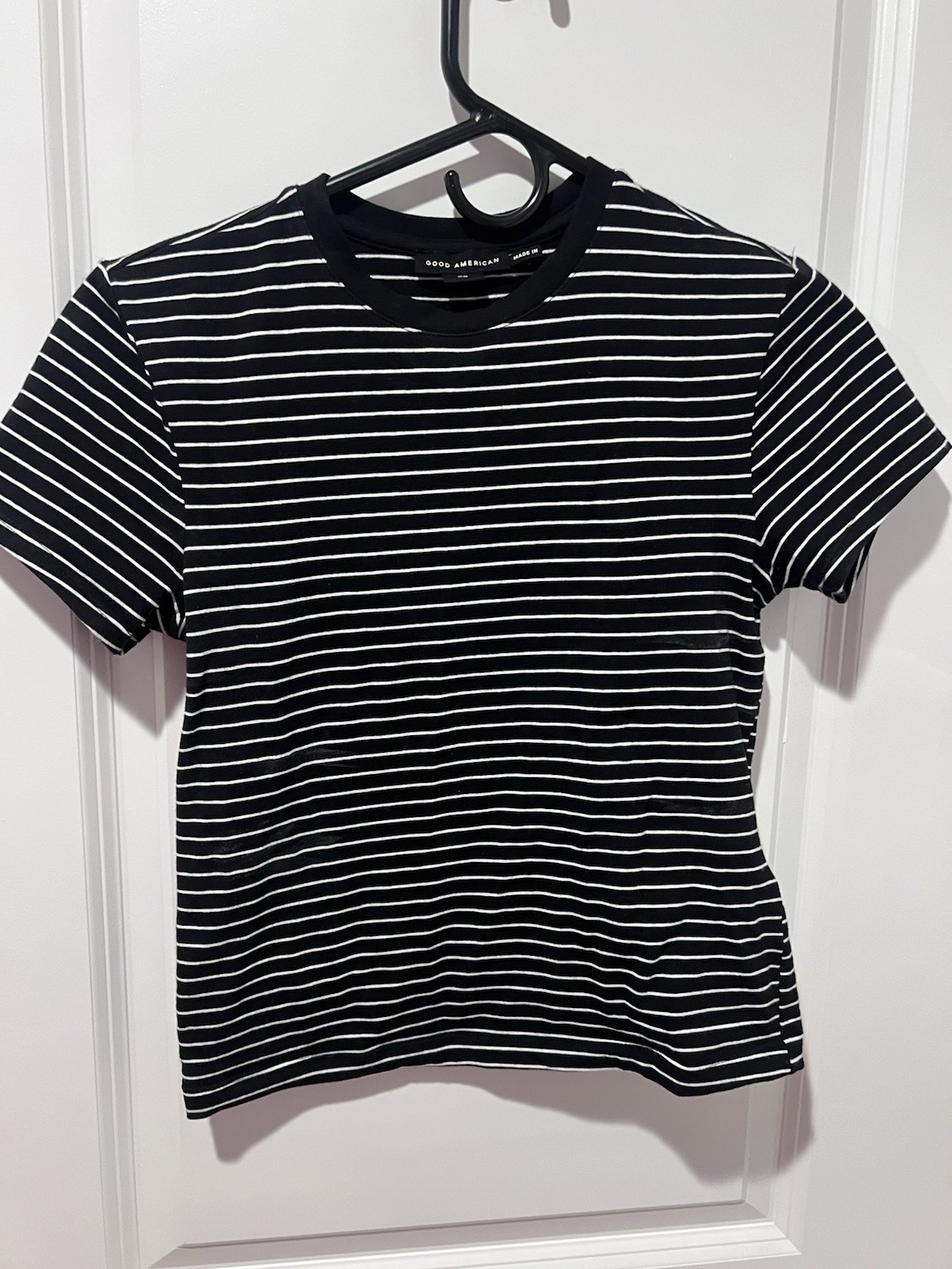 Good American Super Stretch Baby Tee Shirt Top Short Sleeve Crew Neck SZ S