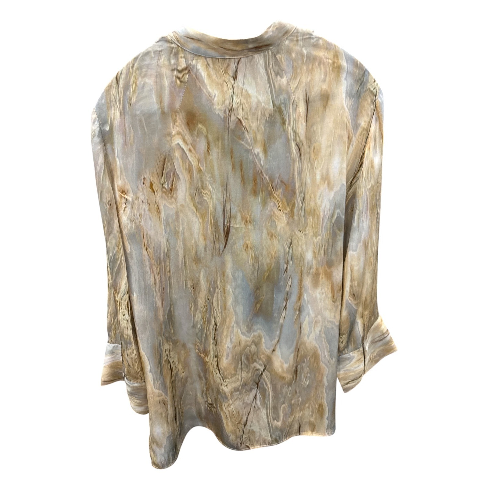 Zara Blouse Womens Small Tan Excellent Quiet Luxury Marble Print Boho Chic