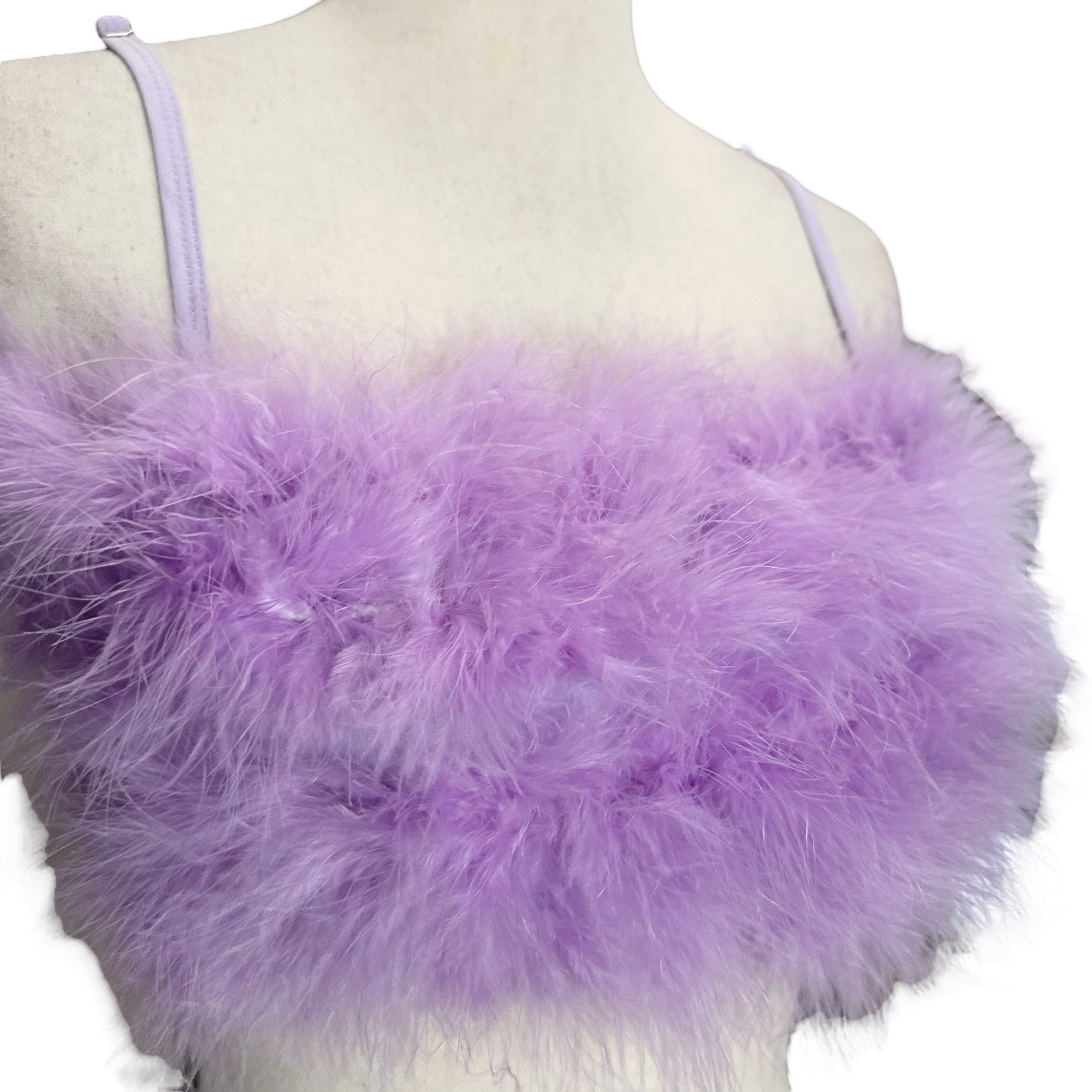 NEW Sugar Thrillz Top Tube XS Lala La Fleur Boob Purple Feathers Bandeau