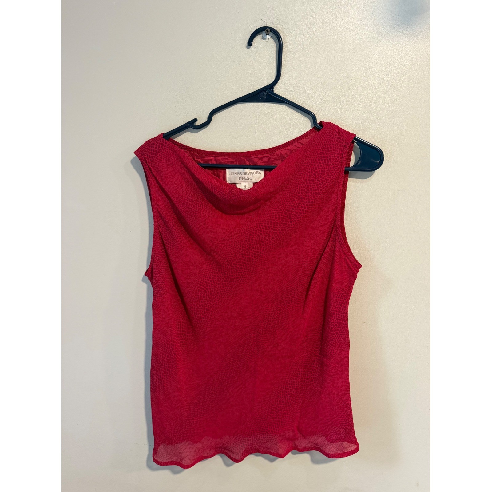 Jones New York Pink Snakeskin Cowl Neck Sleeveless Blouse Top Size 14 100% Rayon