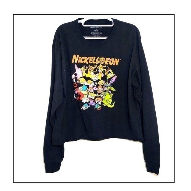 Nickelodeon Shirt Women L Black Retro Cartoon Graphic Nostalgia Character Fan