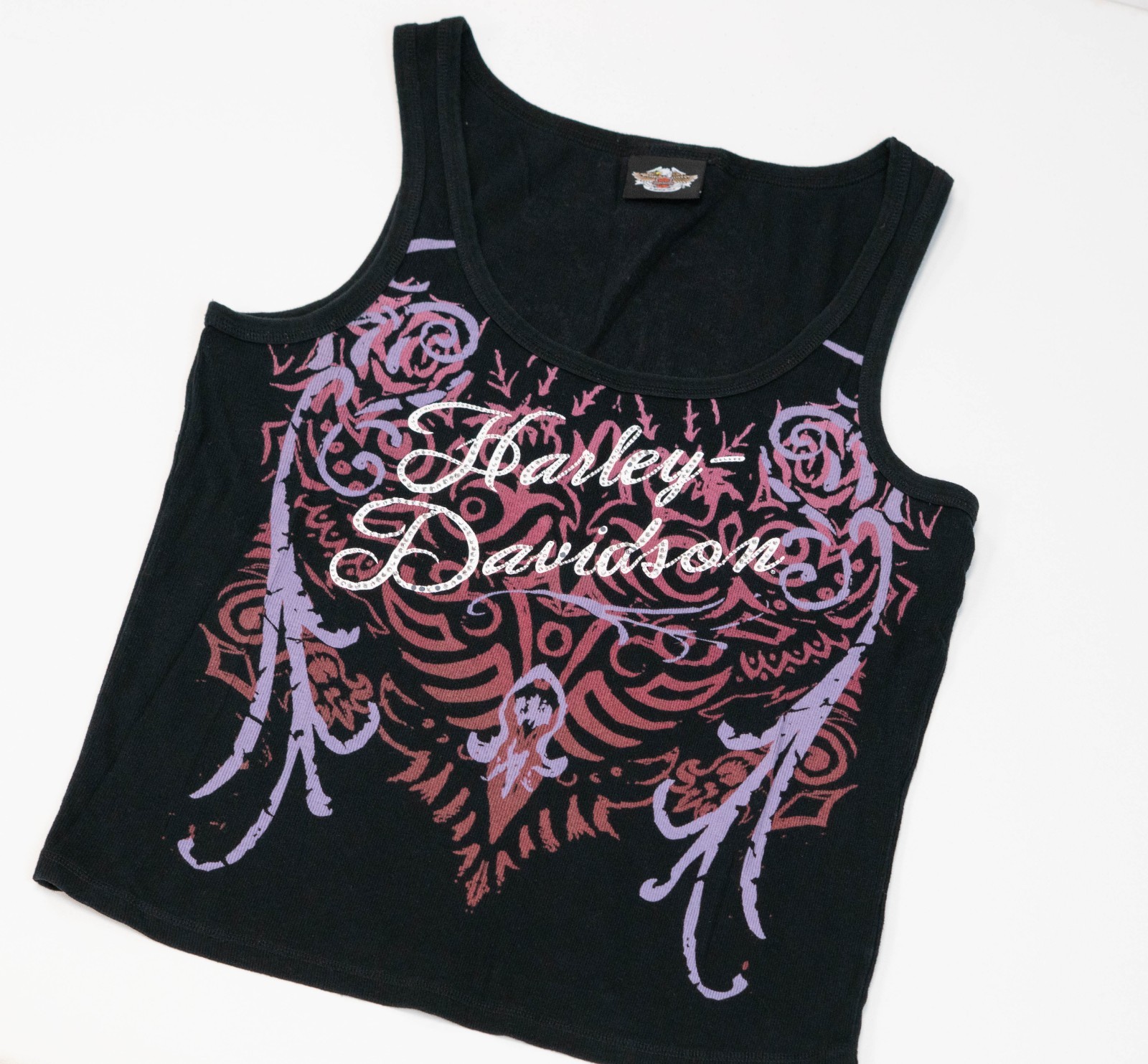 VTG Harley Davidson Y2K Gothic Tank Top Women Size L Tattoo Ace Affliction Style