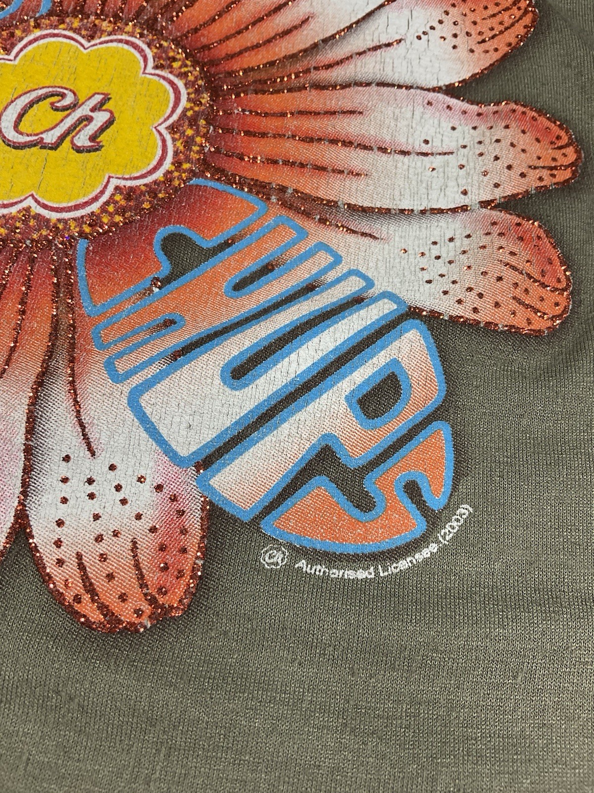 Vintage Chupa Chups Lollipop Top Sz M/L Stretch Glitter Rhinestone Y2K