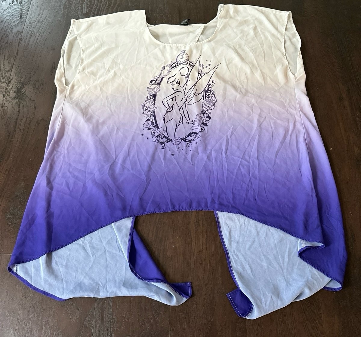 Disney Tinkerbell purple and white ombré split back blouse size 4X